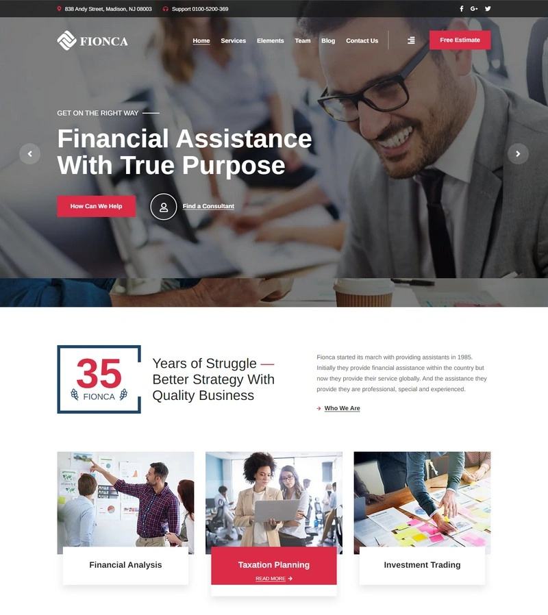 Fionca Accountant WordPress Theme