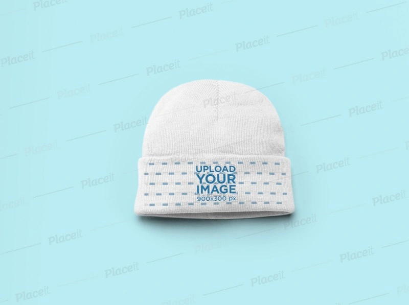 Flat Lay Beanie Mockup with a Solid Background