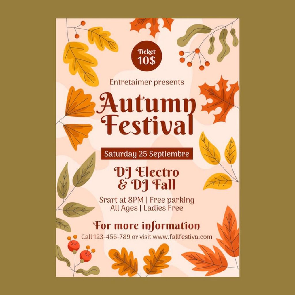 Flat Vertical Flyer Template for Autumn Celebration