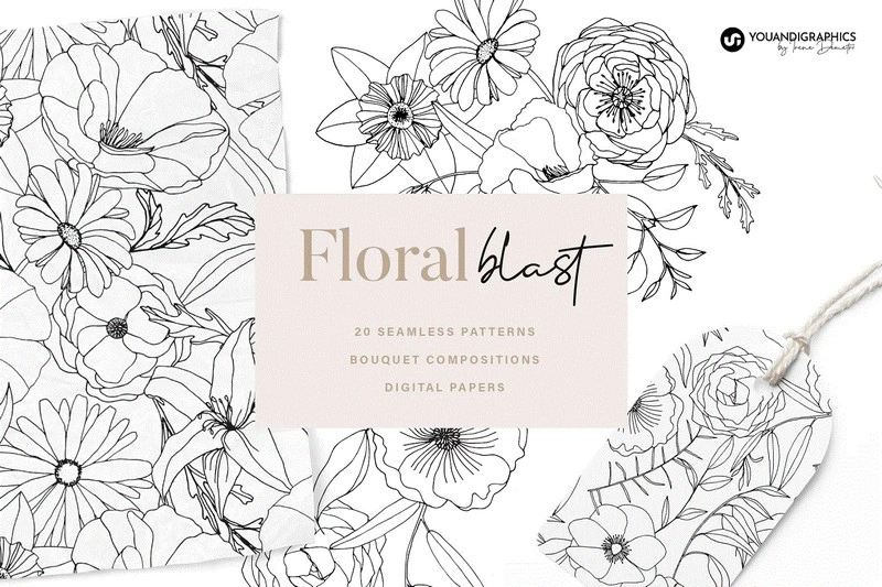 Floral Seamless Pattern Bouquets