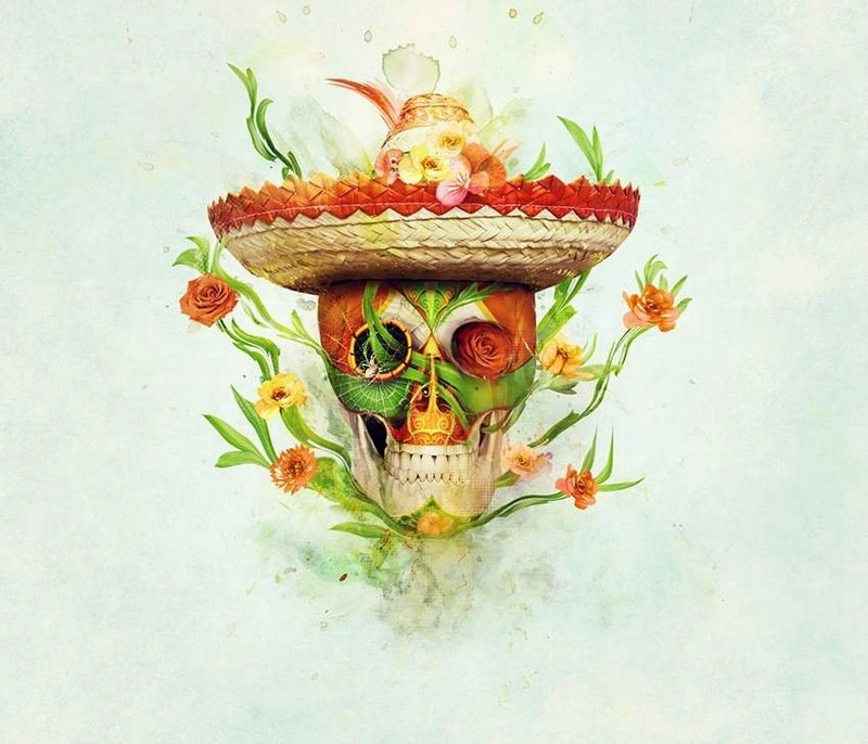 Floral Sugar Skull Photo Manipulation With Adobe Photoshop
