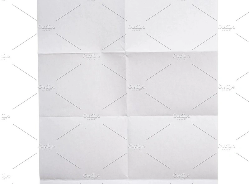 Folded White Paper isolate on White