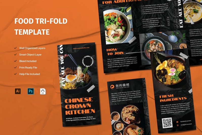Food Tri-Fold Brochure Template