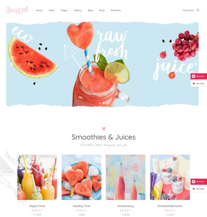 Frappé - Smoothie, Juice Bar and Organic Food Theme