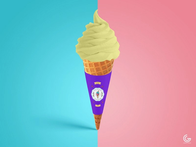Free Brand Ice Cream Cone Mockup PSD