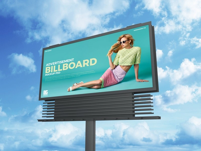 Free Sky Advertisement Billboard Mockup