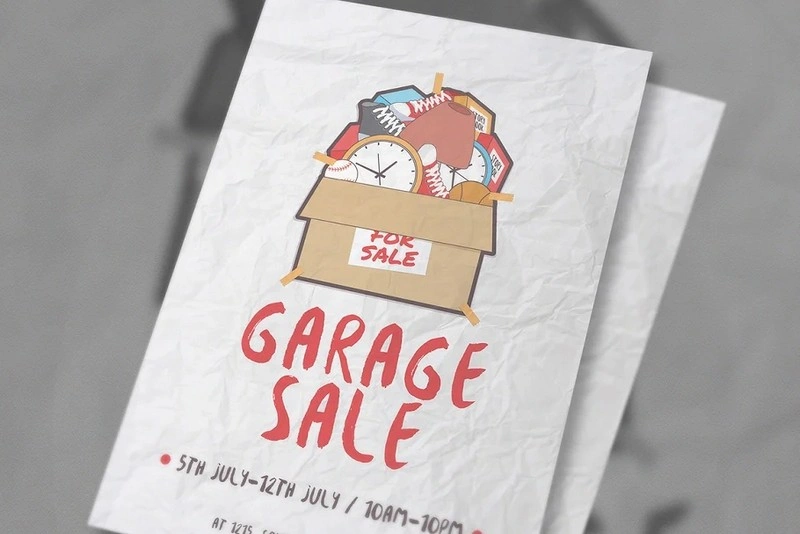 Artboard Garage Sale Flyer Template PSD-8.27×11.69 (with bleed)