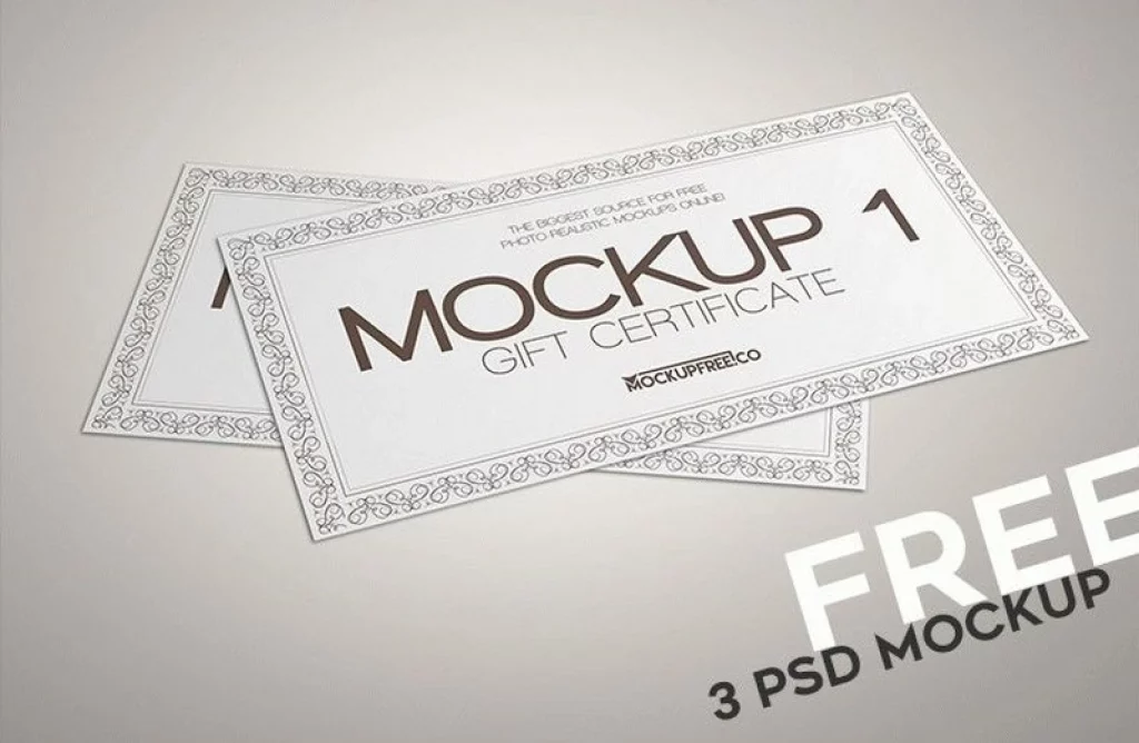Gift Certificate 3 Free PSD Mockups