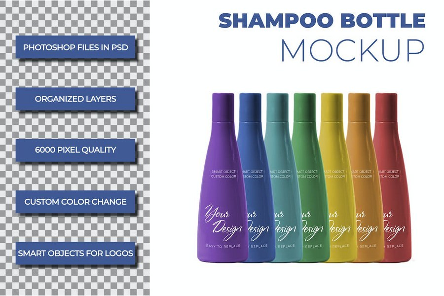 Glossy Shampoo Bottle Mockup