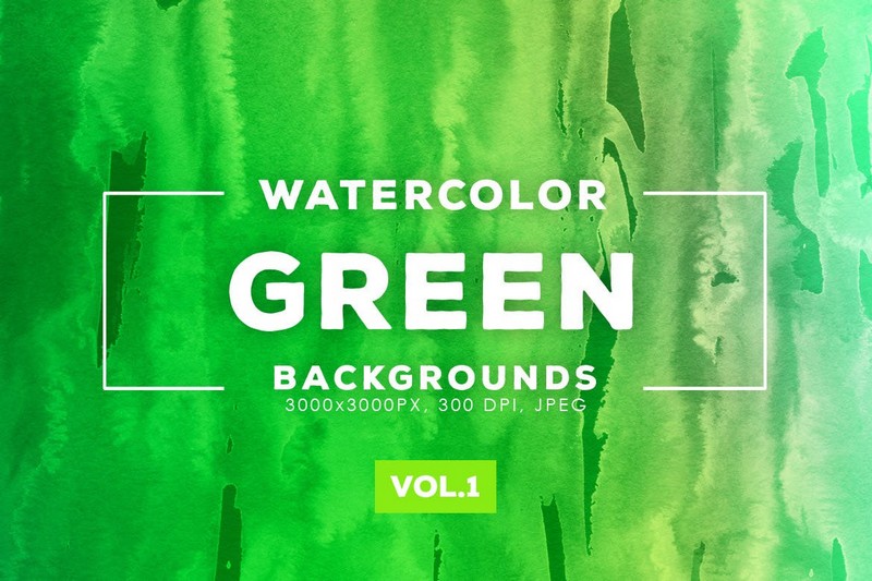 Green Watercolor Backgrounds Vol.1
