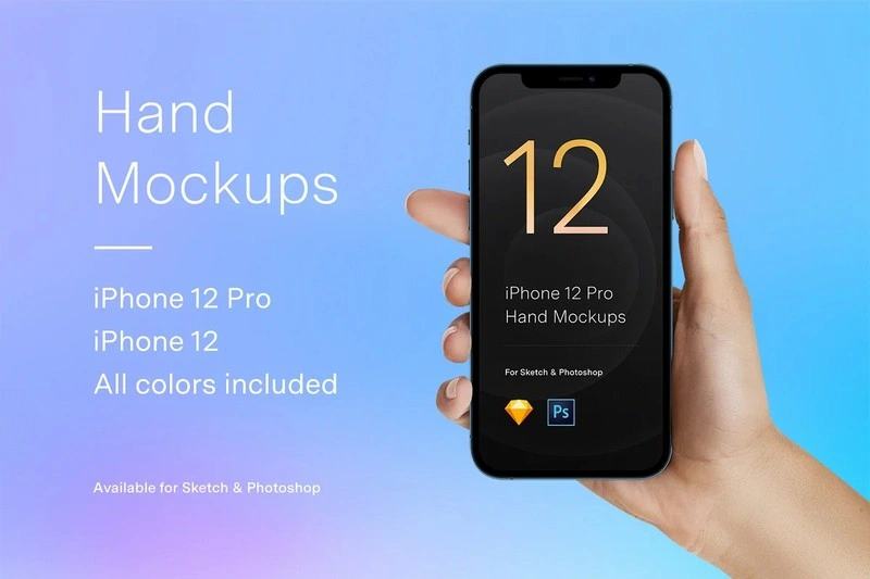 Hand Mockups iPhone 12 Pro, normal