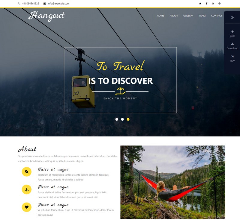 Hangout a Travel Category Web Template