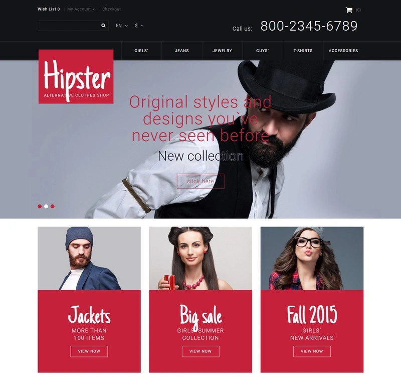 Hipster OpenCart PHP Template