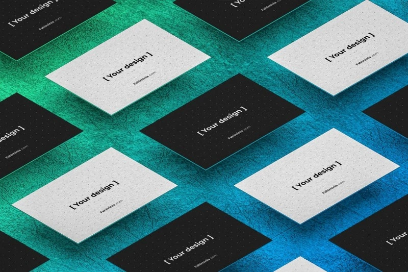 Isometric Business Cards Mockup PSD