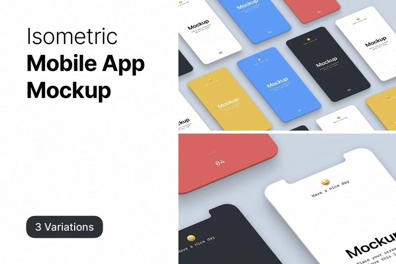 Isometric Mobile App Mockup