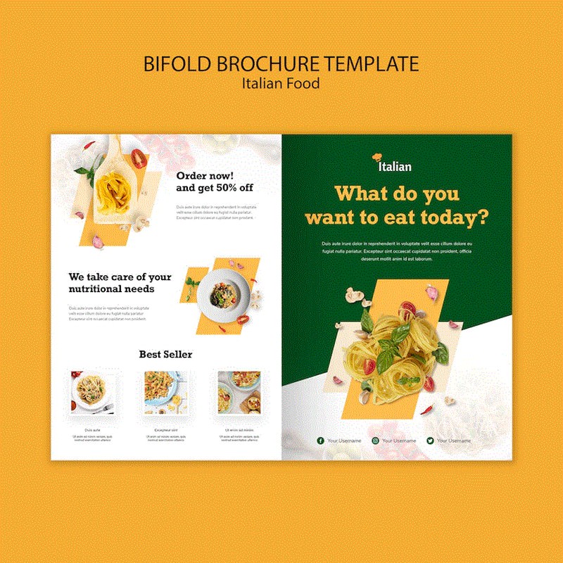 Italian Food Bifold Brochure Template