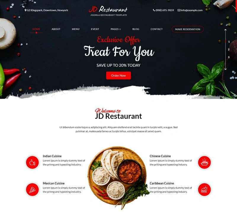 JD Restaurant - Responsive Joomla 3.9 Template