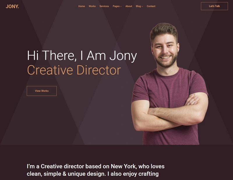 Jony – Free Bootstrap 4 HTML5 Personal Portfolio Website Template