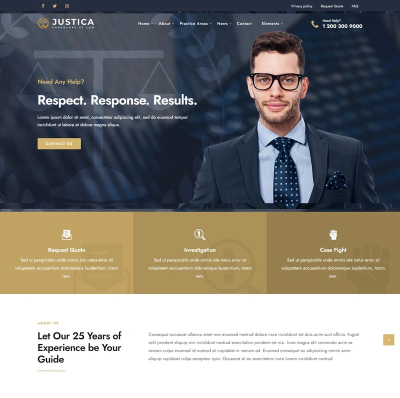 Justica - Lawyer, Attorney and Law Firms Website Template