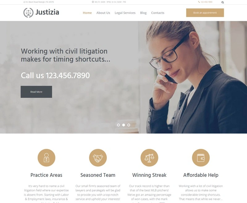 Justizia - Lawyer Services Moto CMS HTML Template