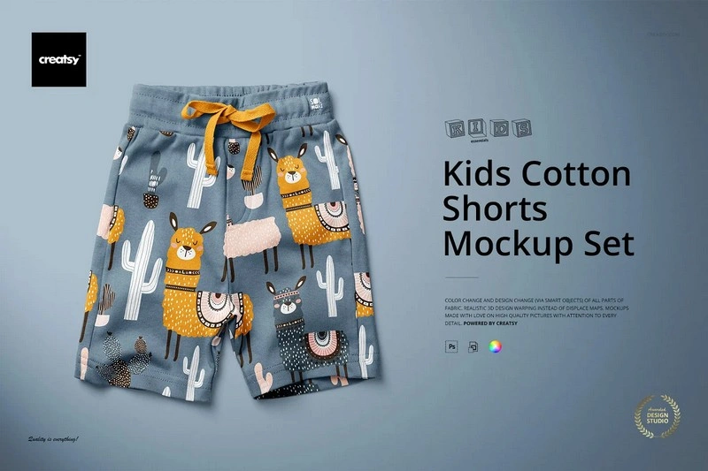 Kids Cotton Shorts Mockup Set