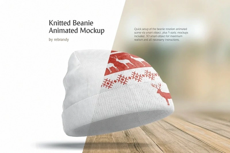 Knitted Beanie Animated Mockup