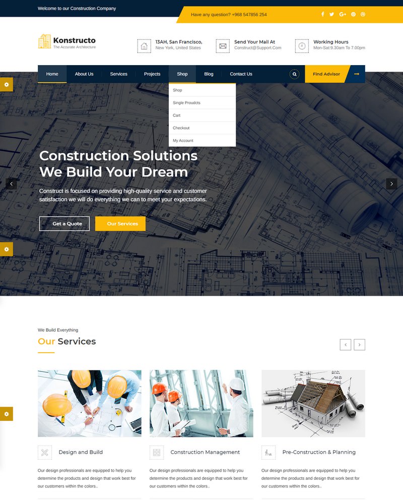 Konstructo - Construction and Architecture WordPress Theme