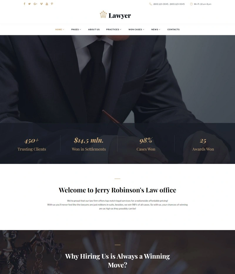 Lawyer & Attorney Multipage Website Template