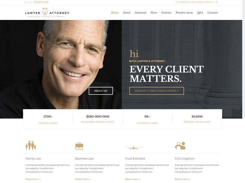 Lawyer & Attorney - Theme for Lawyers Attorneys and Law Firm