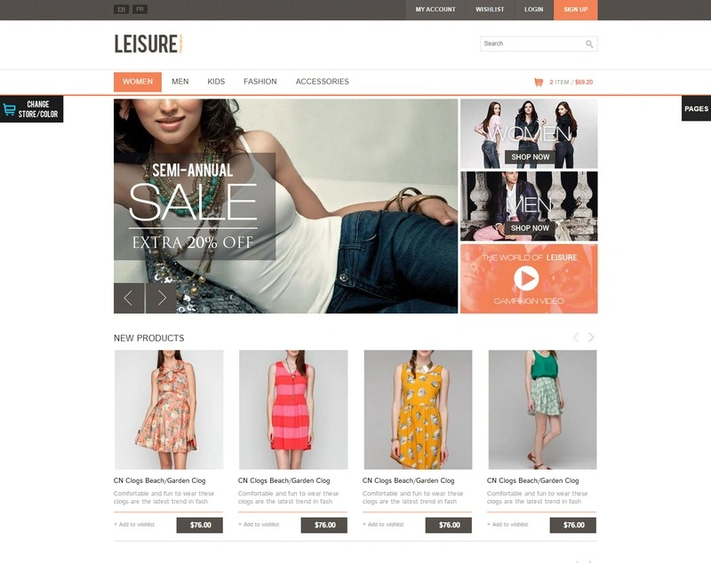 Leisure - Fashion E-commerce HTML5 PHP Template