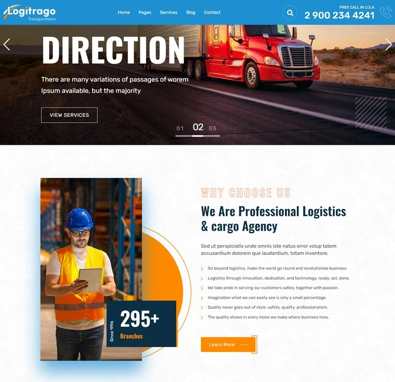 Logitrago - Transport & Logistics HTML Template