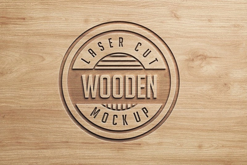 Laser Cut Logo Mock-Up Wood Style