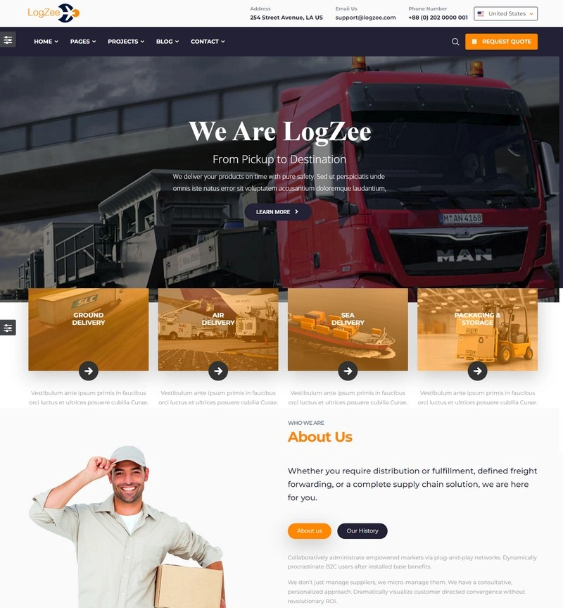 Logzee Logistics, Transportation, Cargo HTML Template