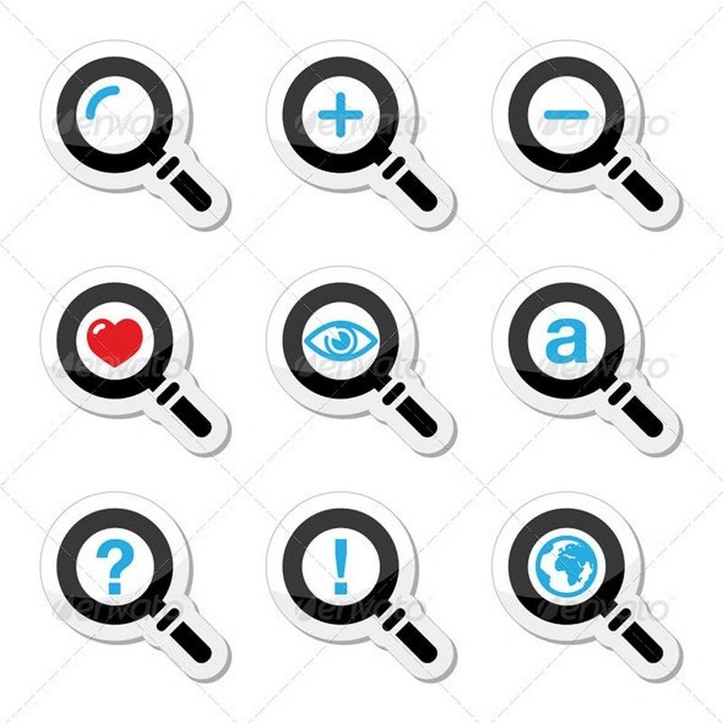 Magnyfying Glass, Search Icons Set