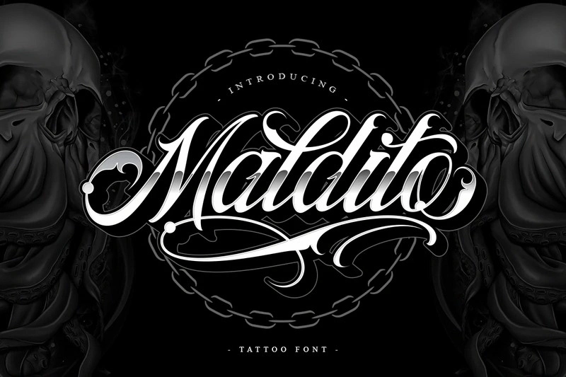 Maldito Font Tattoo Style