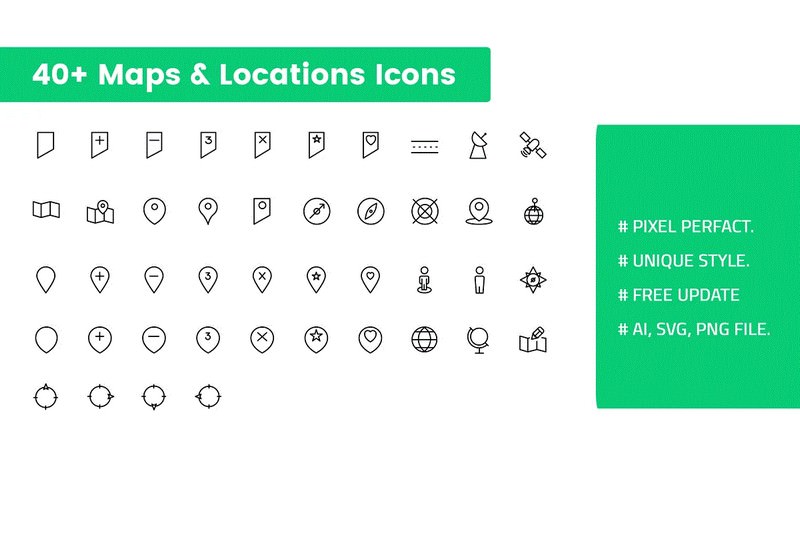 Maps and Locations Icons Set