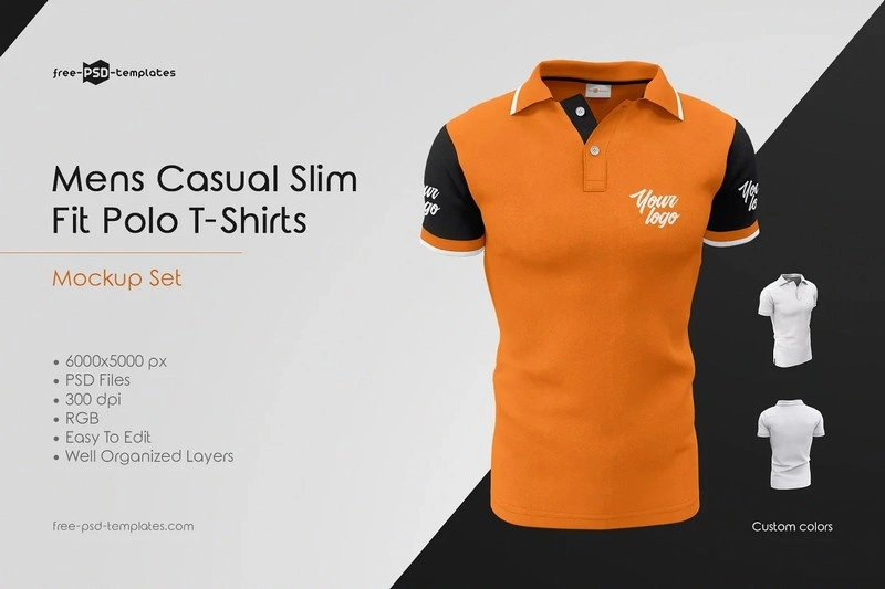Realistic Men's Polo T-Shirts 6000x5000 px Mockup Bundle PSDs