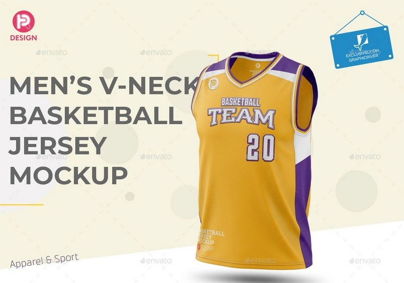 Men’s V-Neck Basketball Jersey Mockup