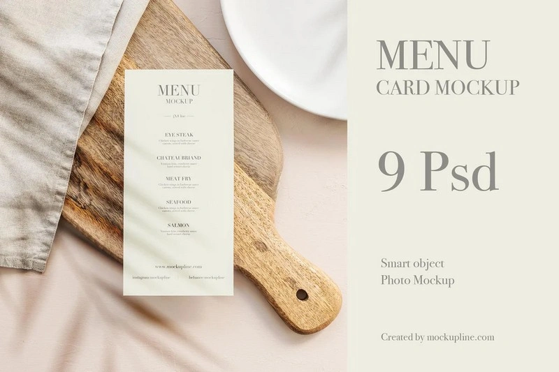 Menu Card Mockup Set