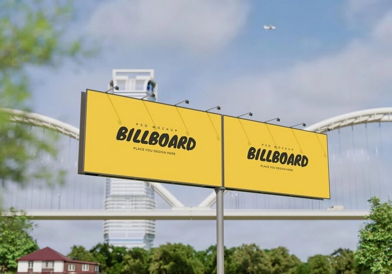 Mockup of Rectangular Billboard psd