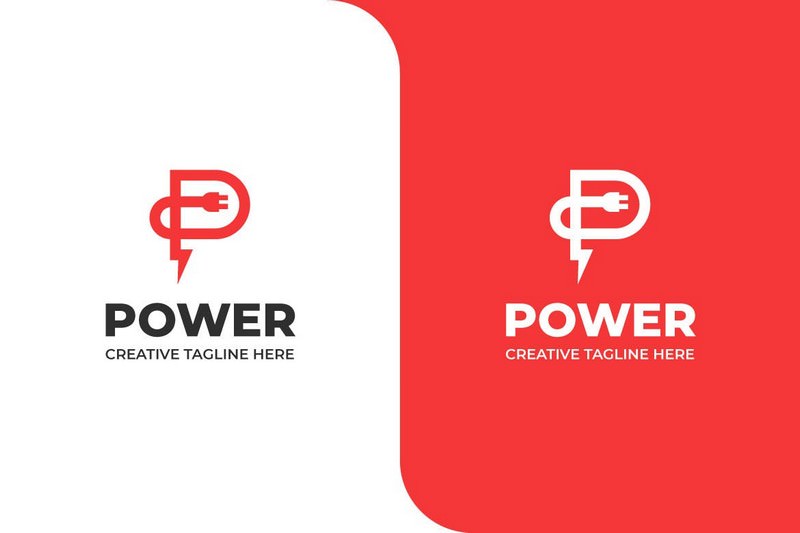 Monoline Letter P Electricity Business Logo