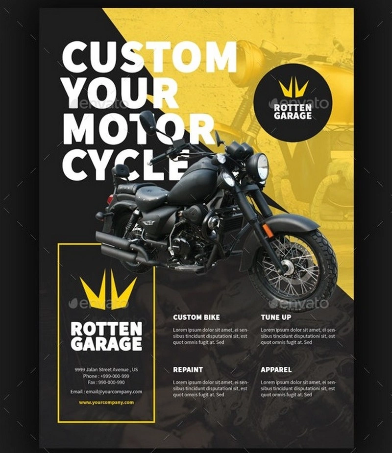 Motorcycle Custom Garage Flyer