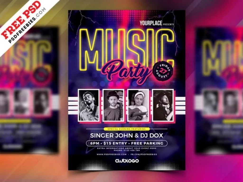 Music Party Flyer Template PSD Free