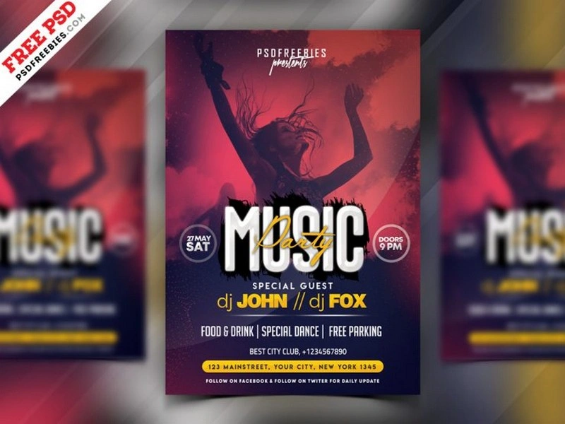 Music Party Invitation Flyer PSD Template
