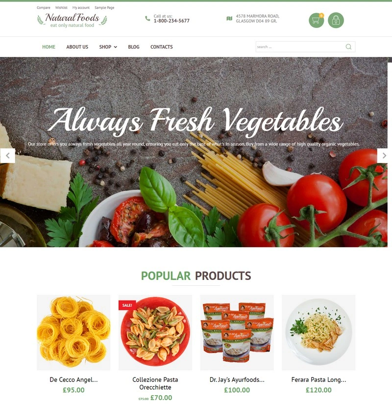 Natural Foods WooCommerce PHP Theme