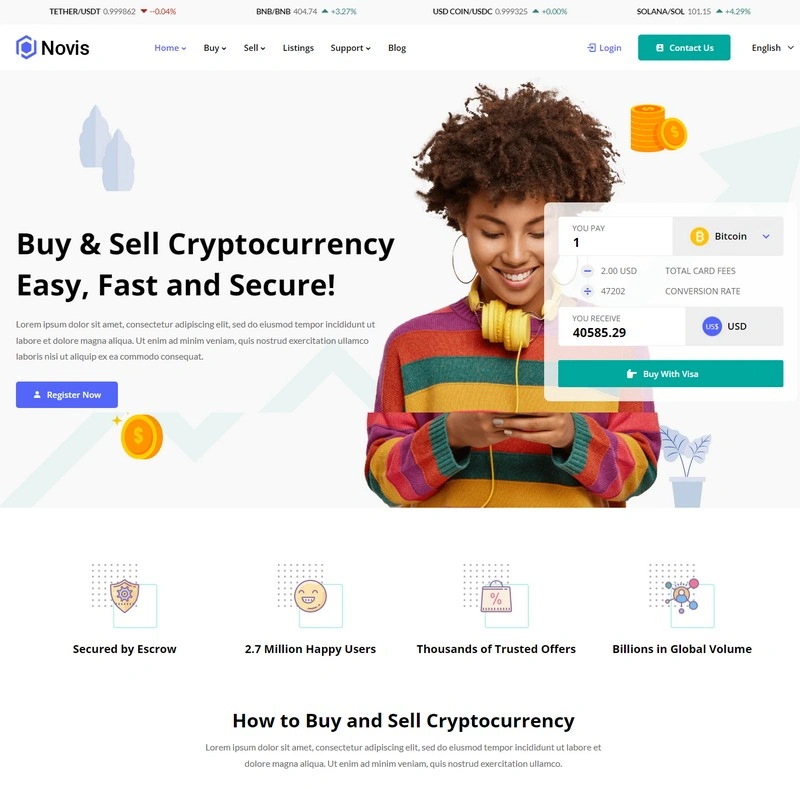 Novis - React Next Blockchain & Cryptocurrency Template