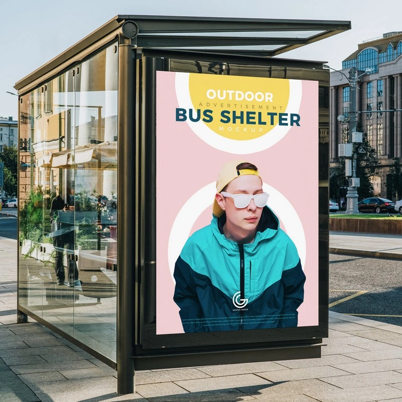 Outdoor Advertisement Bus Shelter Mockup
