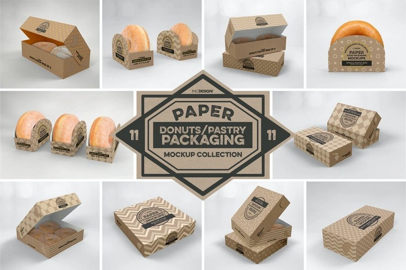 Paper Food Box Packaging Mockup Collection Vol.11