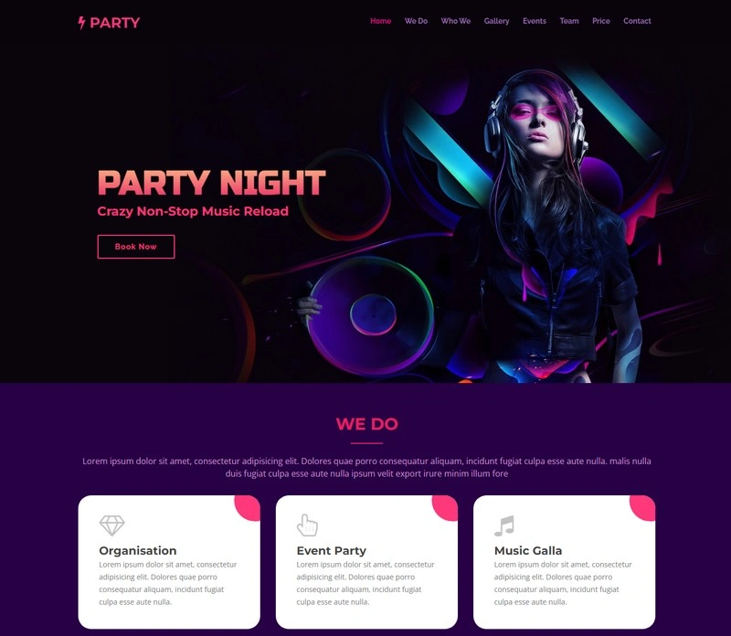 Party Event Free HTML Website Template