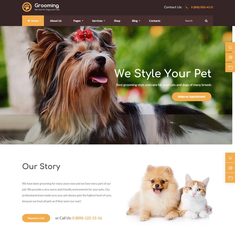 Pet Grooming Pet Shop PHP Theme